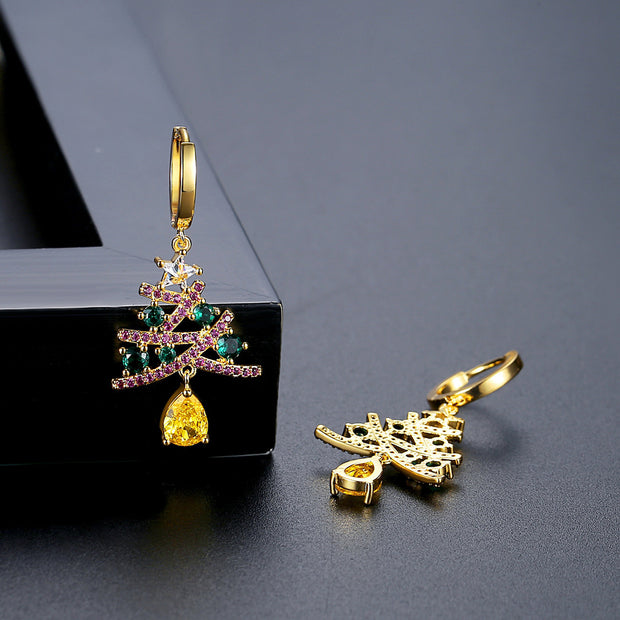 European and American Christmas Series Christmas Tree Zircon Earrings Christmas Earrings