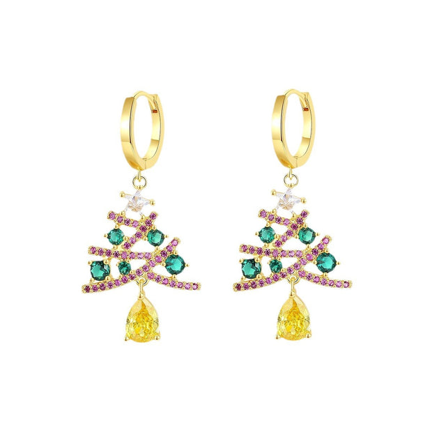 European and American Christmas Series Christmas Tree Zircon Earrings Christmas Earrings
